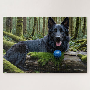 Black German Shepherd in Forest Puzzle