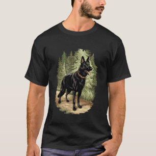 Black German Shepherd Laying Dog Realistic Art T-Shirt