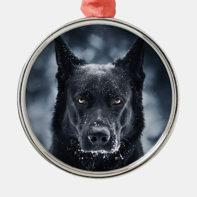 Black German Shepherd Metal Tree Decoration (Front)