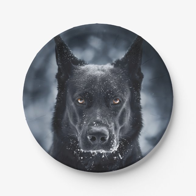 Black German Shepherd Paper Plate (Front)