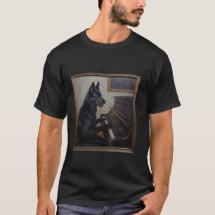 Black German Shepherd Piano Dog T-Shirt