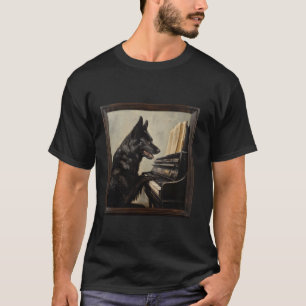 Black German Shepherd Piano Dog T-Shirt