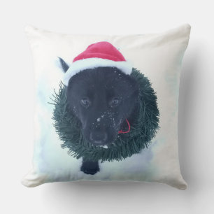 Black German Shepherd Puppy in a Wreath, ZKA Cushion