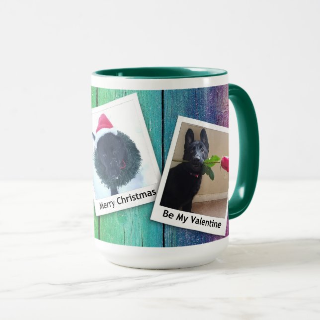 Black German Shepherd Puppy Winter Holidays, ZKA Mug (Front Right)
