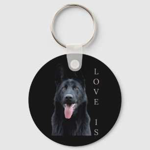 Black German Shepherd Shepard Dog Mum Dad Love Key Ring