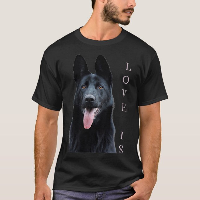 Black German Shepherd  Shepard  Dog Mum Dad Love T-Shirt (Front)