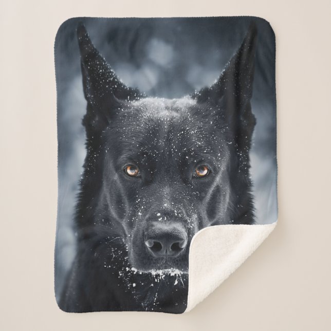 Black German Shepherd Sherpa Blanket (Front)