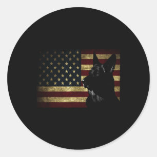 Black German Shepherd Shirt American Flag 4th July Classic Round Sticker