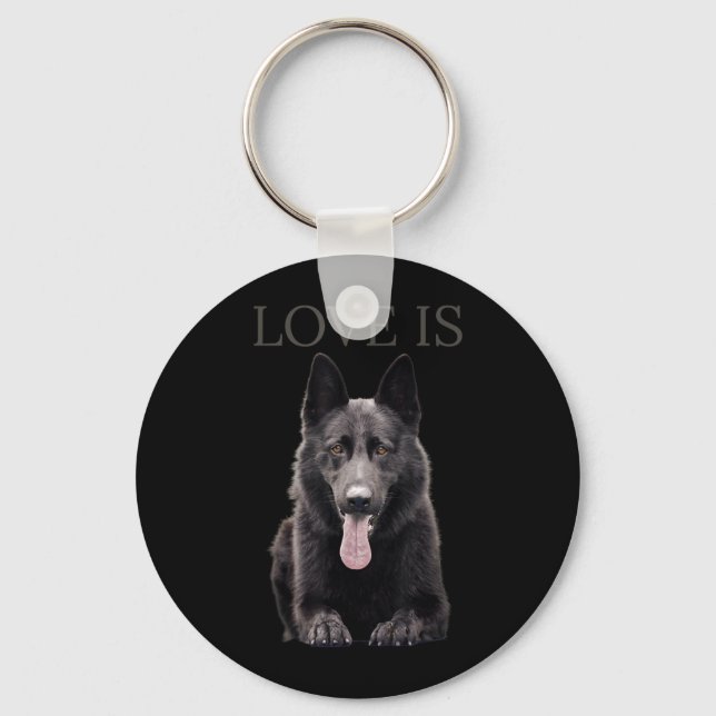 Black German Shepherd Shirt Shepard Key Ring (Front)