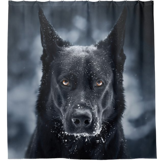 Black German Shepherd Shower Curtain (Front)