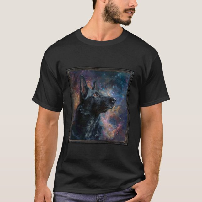 Black German Shepherd Space T-Shirt (Front)