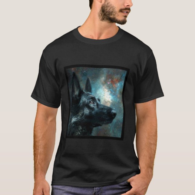 Black German Shepherd Space T-Shirt (Front)