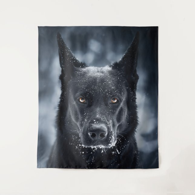 Black German Shepherd Tapestry (Front)