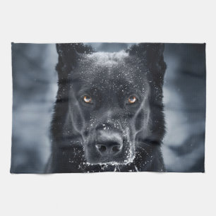 Black German Shepherd Tea Towel