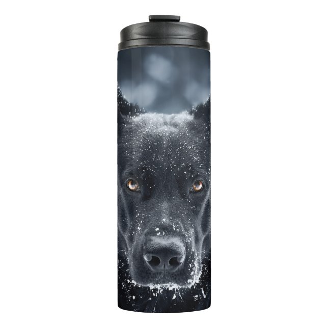 Black German Shepherd Thermal Tumbler (Front)