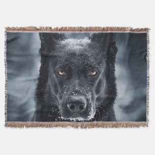 Black German Shepherd Throw Blanket