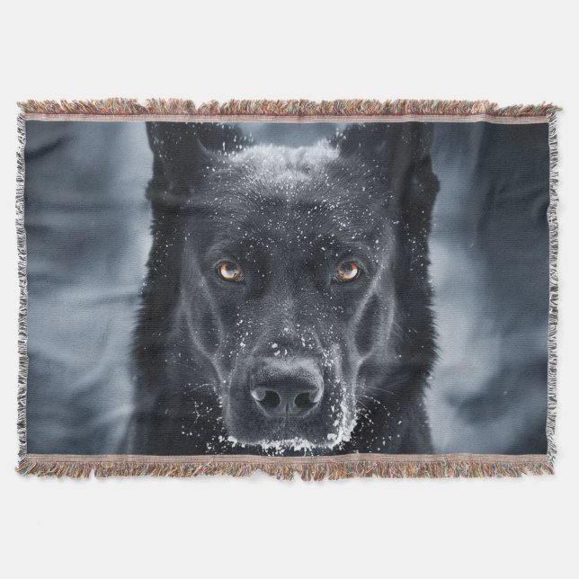 Black German Shepherd Throw Blanket (Front)