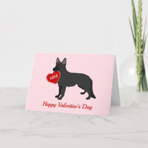 Black German Shepherd Valentine's Day Holiday Card