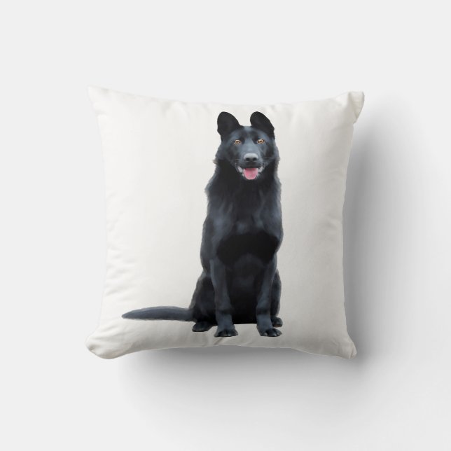 Black German Shepherd Water Colour Art Painting Cushion (Front)