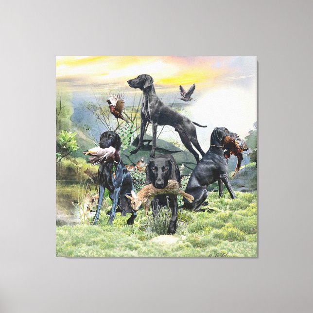 Black German Shorthaired Pointers    Canvas Print (Front)