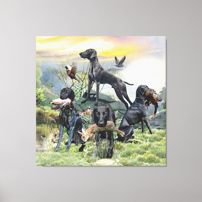 Black German Shorthaired Pointers    Canvas Print (Front)