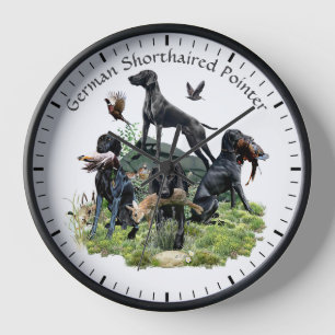 Black German Shorthaired Pointers    Clock