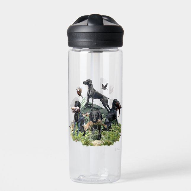 Black German Shorthaired Pointers    Water Bottle (Front)