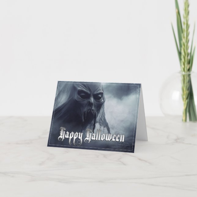 Black ghost in a hellish landscape - Halloween Card (Front)