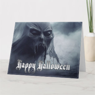 Black ghost in a hellish landscape - Halloween Card