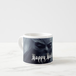 Black ghost in a hellish landscape - Halloween Espresso Cup