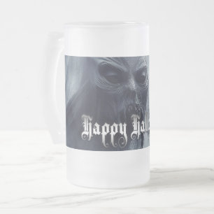 Black ghost in a hellish landscape - Halloween Frosted Glass Beer Mug
