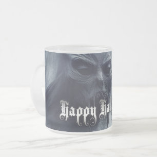 Black ghost in a hellish landscape - Halloween Frosted Glass Coffee Mug