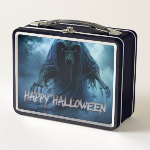 Black ghost in a hellish landscape - Halloween Metal Lunch Box