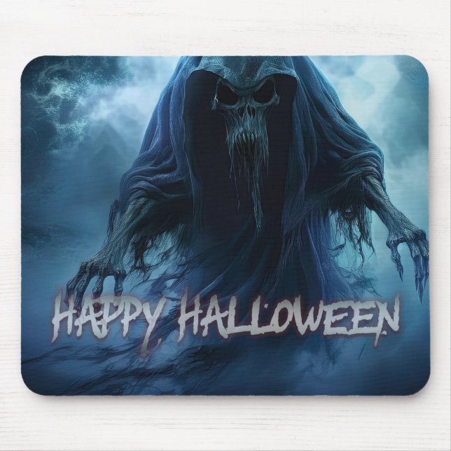 Black ghost in a hellish landscape - Halloween Mouse Mat (Front)