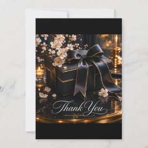 Black Gift Box Wedding Thank You Card Candleligh