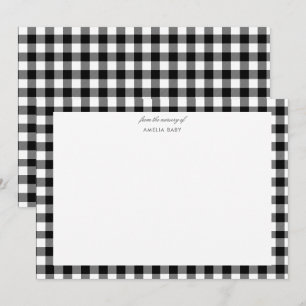 Black gingham baby shower card