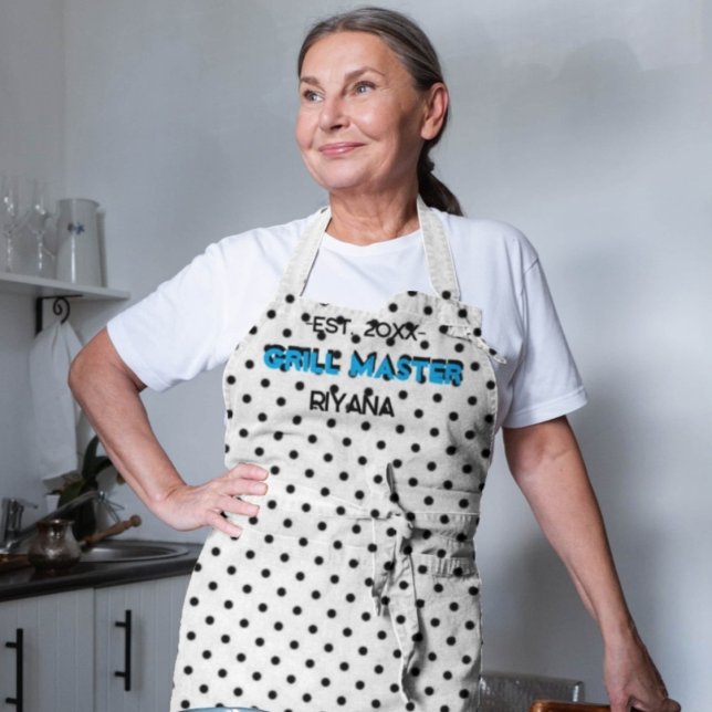 Black gingham check grill master personalised  apron (Creator Uploaded)