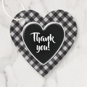 Black Gingham Checks Pattern Thank You For Coming Favour Tags