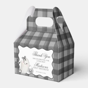 Black Gingham Cute Boo Ghost Birthday Favours Gabl Favour Box