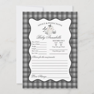 Black Gingham Cute Ghost Advice for Baby Card