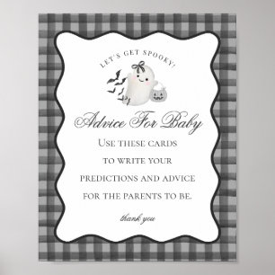 Black Gingham Cute Ghost Advice for Baby Sign