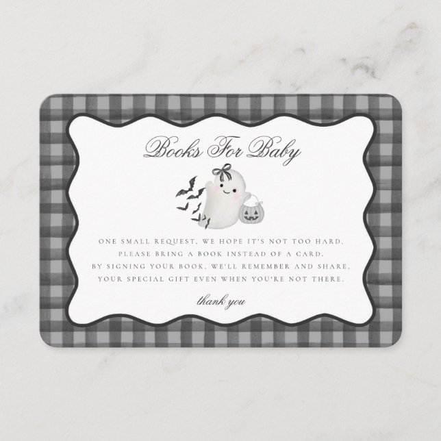 Black Gingham Cute Ghost Books for Baby Insert (Front)
