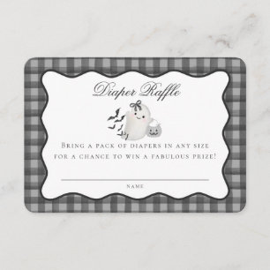Black Gingham Cute Ghost Diaper Raffle Insert