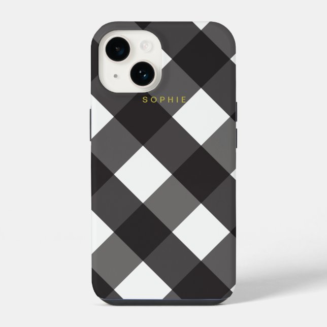 Black Gingham iPhone 7 Plus Case (Back)