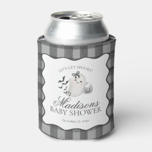 Black Gingham Little Boo Ghost Baby Shower Favours Can Cooler