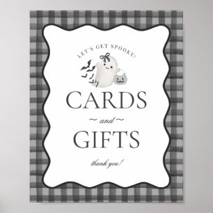 Black Gingham Little Boo Ghost Cards & Gifts Sign