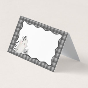 Black Gingham Little Boo Ghost Party Folded Card