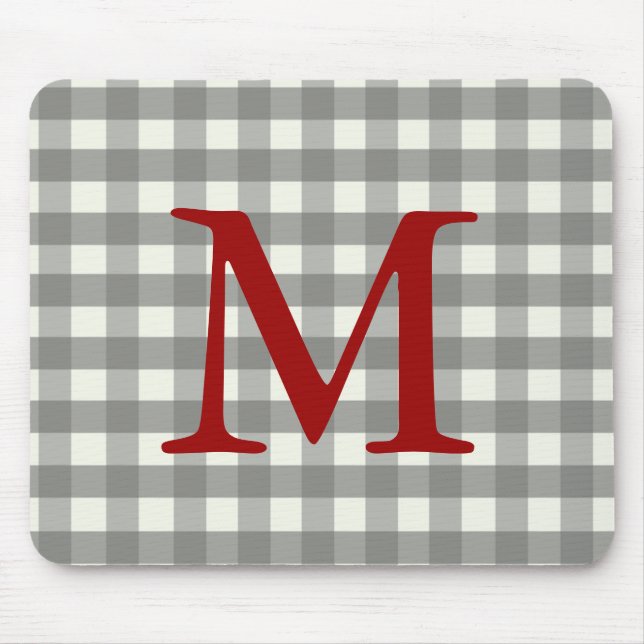 Black Gingham Mouse Pad (Front)