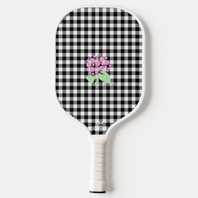 black gingham pickleball paddle (Back)