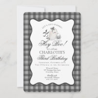 Black Gingham Preppy Ghost Hey Boo Birthday